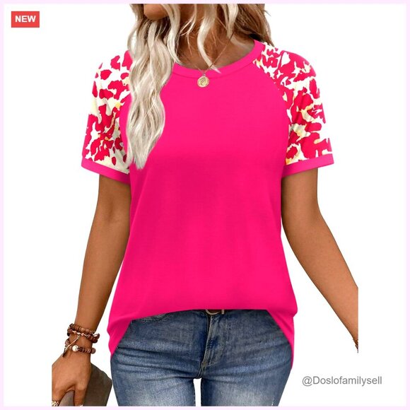 Tops - Color Block Raglan Short Sleeve Tee Casual Chic Spring Summer Vacation Outfit